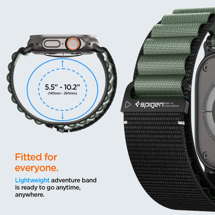 PASEK SPIGEN WBF1 BAND APPLE WATCH 6 / 7 / 8 / 9 / 10 / SE / ULTRA 1 / 2 (44 / 45 / 46 / 49 MM) BLACK/GREEN