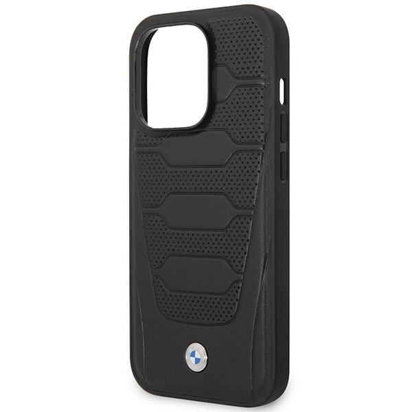 Etui BMW iPhone 14 Pro 6,1" czarny/black Leather Seats Pattern MagSafe