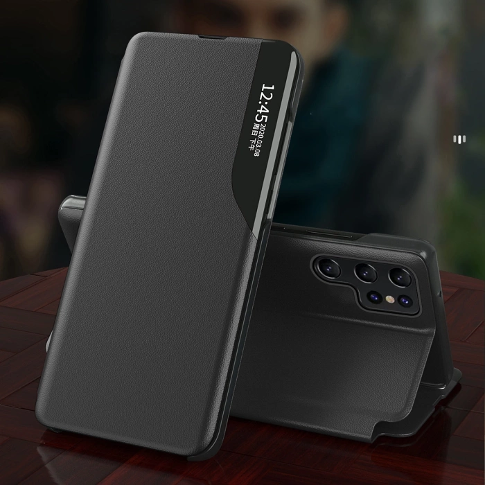 Eco Leather View Case etui do Samsung Galaxy S25 Ultra z klapką i podstawką - czarne