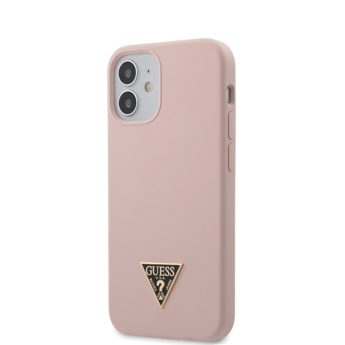 Etui GUESS Apple iPhone 12 Mini Silicone Triangle Logo Różowy Hardcase