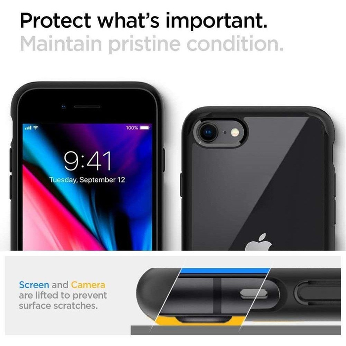 Etui iPhone 7 8 SE 2020 Spigen Ultra Hybrid Black Czarne Case Apple