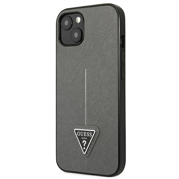 Etui GUESS Apple iPhone 14 Plus Saffiano Triangle Logo Srebrny Hardcase