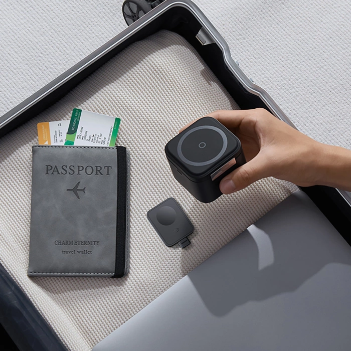 Ładowarka indukcyjna Baseus MagPro 3w1 25W z MagSafe do telefonu i smartwatcha Czarna