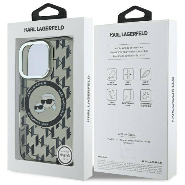Etui Karl Lagerfeld iPhone 16 Pro Max 6.9" czarny/black IML Monogram Karl&Choupette Head MagSafe