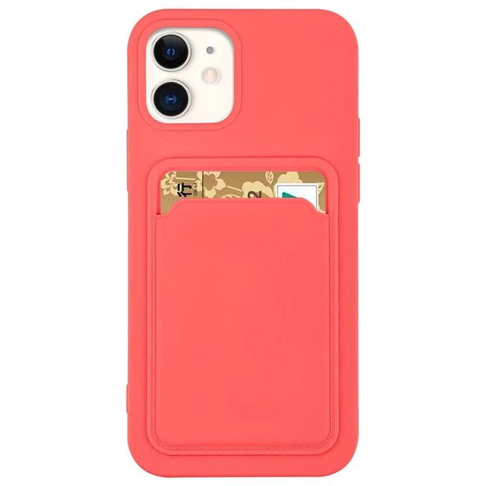 Card Case silikonowe etui portfel z kieszonką na kartę dokumenty do iPhone 12 Pro Max pomarańczowy