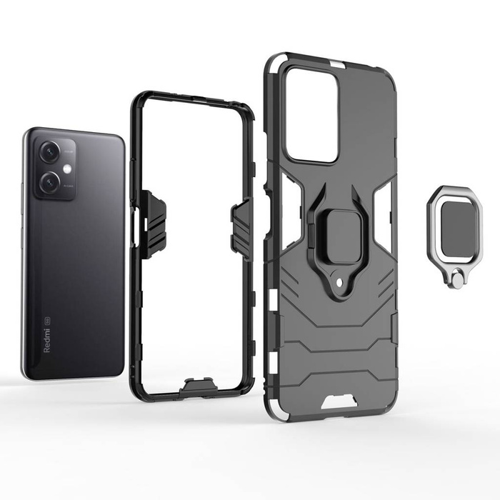 Etui Ring Armor etui do Xiaomi Redmi Note 12 5G / Poco X5 5G pancerny pokrowiec uchwyt magnetyczny ring czarne Case