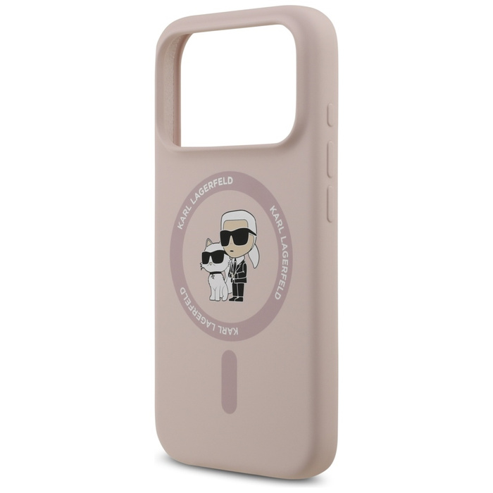 Etui Karl Lagerfeld Silicone             Karl&Choupette Ring MagSafe do iPhone 17 Pro różowy