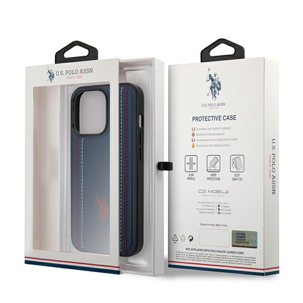 Etui US Polo USHCP14XPFAV iPhone 14 Pro Max 6,7" granatowy/navy blue Leather Stitch