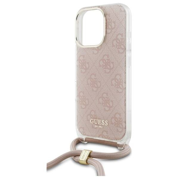 Etui Guess iPhone 16 Pro Max 6.9" różowy/pink hardcase Crossbody Cord 4G Print