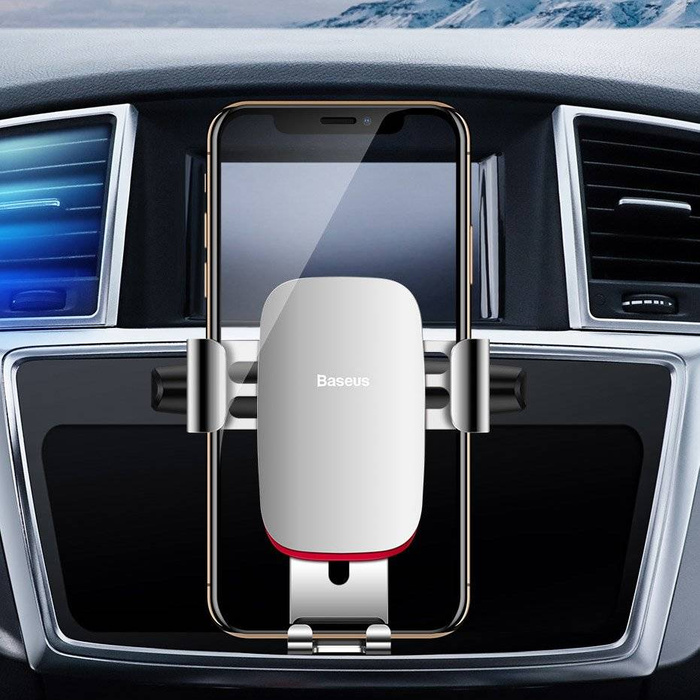 [PO ZWROCIE] Baseus Metal Age Gravity Car Mount metalowy samochodowy uchwyt grawitacyjny na slot CD srebrny (SUYL-J0S)