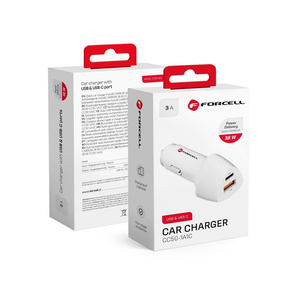 Ładowarka samochodowa Forcell F-Energy Carbon USB C + USB A QC3.0 PD 3A 38W CC50-1A1C biała