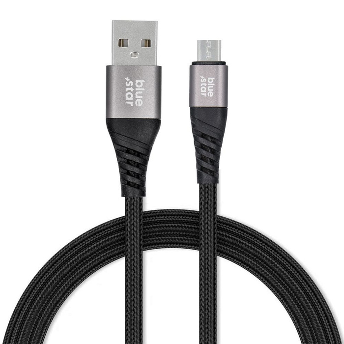 Kabel USB A do Micro USB Blue Star 2A z oplotem 1,2 m TFK-DC-003 czarny 