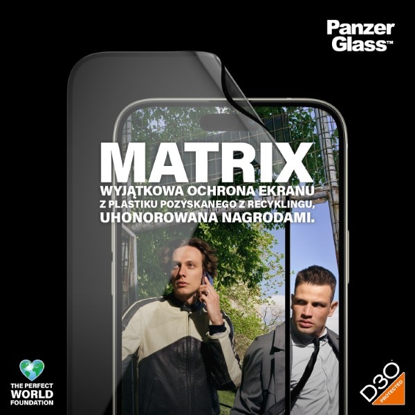PanzerGlass Matrix D3O UWF iPhone 15Plus 6.7" Ultra-Wide-Fit rPET Screen Protection Easy Aligner Included 2819 hybryda