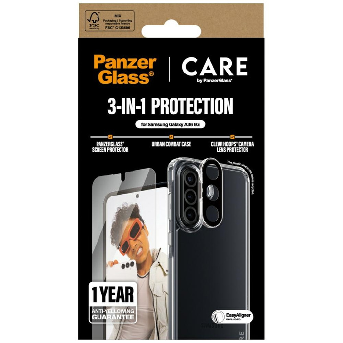Zestaw ochronny CARE by PanzerGlass       Flagship 3w1 Etui+Szkło+Lens do Samsung Galaxy A36 5G