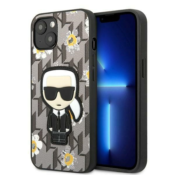 Etui KARL LAGERFELD Apple iPhone 13 Mini Flower Ikonik Karl Szary Case