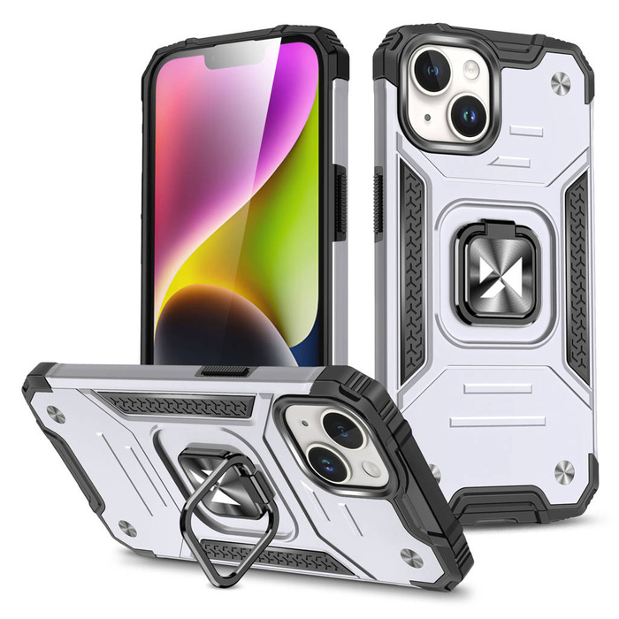 Etui Pancerne etui z uchwytem na palec do iPhone 15 Plus Wozinsky Ring Armor - srebrne Case