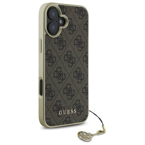 Etui Guess iPhone 16 brązowy/brown hardcase 4G Charms Collection