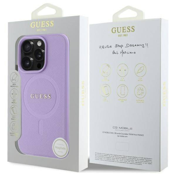 Etui Guess iPhone 16 Pro Max 6.9" fioletowy/purple harcase Saffiano MagSafe
