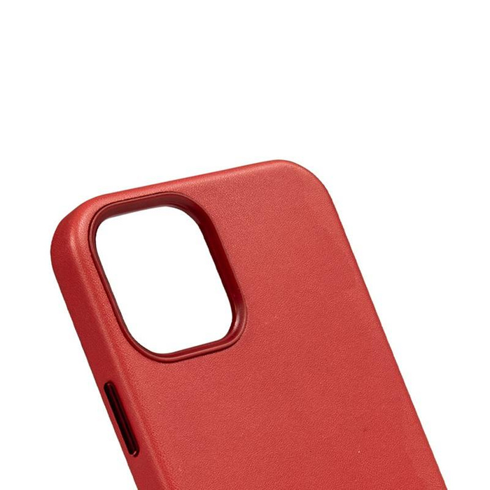 ETUI Crong Essential Cover Magnetic - Etui ze skóry iPhone 12 / iPhone 12 Pro MagSafe (czerwony) CASE