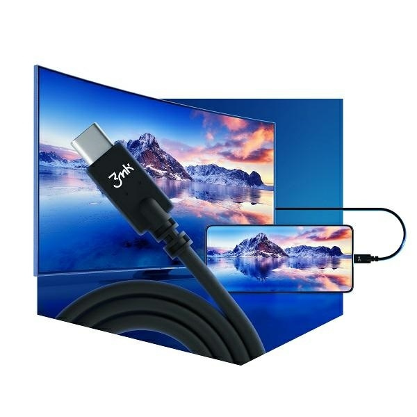 3MK Hyper Cable USB-C/USB-C 4K 60Hz kabel biały 1m 100W