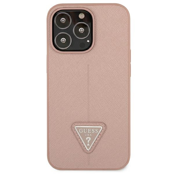 Etui GUESS Apple iPhone 13 13 Pro Saffiano Triangle Logo Różowy Hardcase