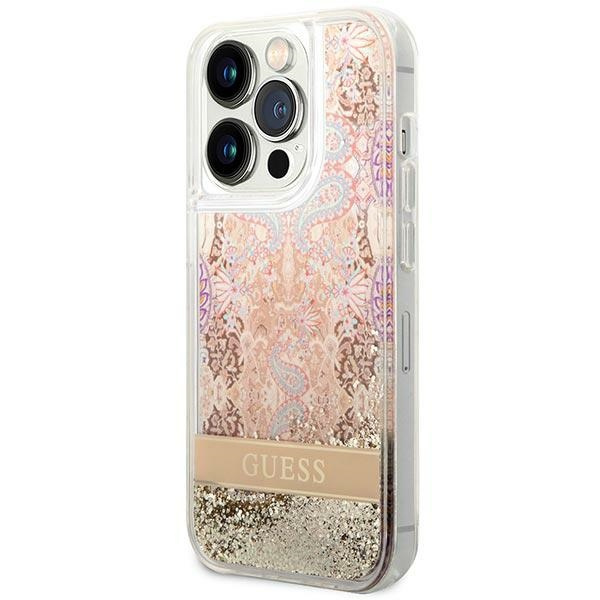 Etui GUESS Apple iPhone 14 Pro Max Paisley Liquid Glitter Złoty Hardcase