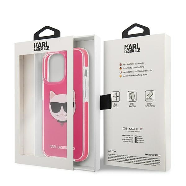 Etui KARL LAGERFELD Apple iPhone 13 Pro Max Choupette Head Fuksja Różowy Hardcase
