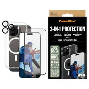 Etui PanzerGlass Bundle 3in1 iPhone 16 Pro Max 6.9" D3O Hardcase + Screen Protector UWF+ Lens B1294+2864+1284