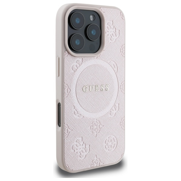 Etui Guess iPhone 16 Pro Max 6,9" różowy/pink HC MagSafe Safiano Peony Classic Logo