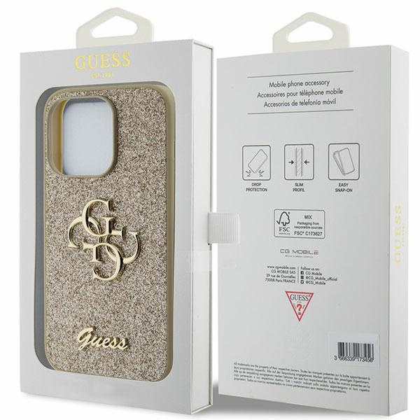 Etui Guess GUHCP15XHG4SGD iPhone 15 Pro Max 6.7" złoty/gold hardcase Glitter Script Big 4G Case