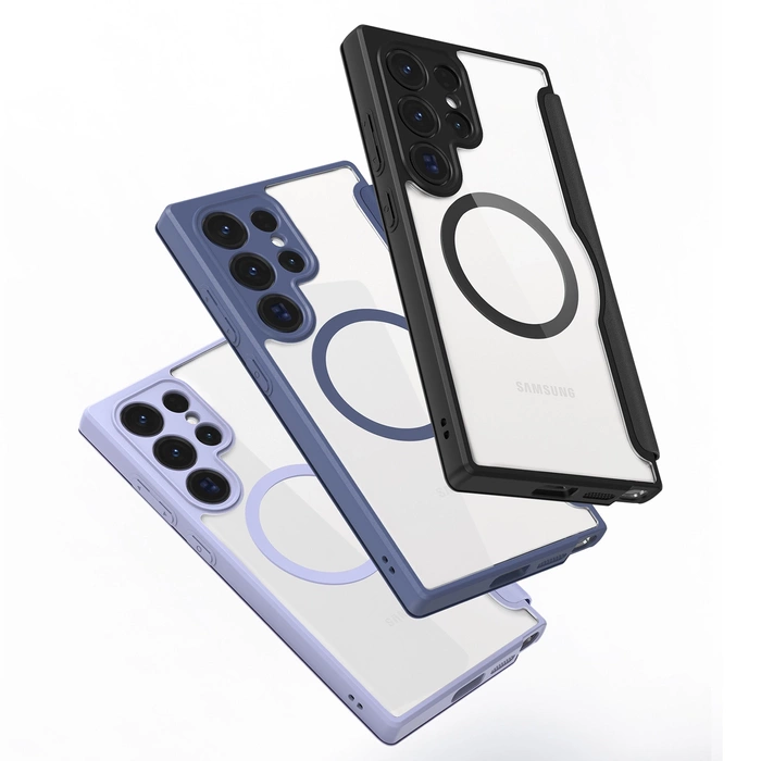 Etui Dux Ducis Skin X Pro do Samsung Galaxy S24 Ultra z magnetycznym ringiem i klapką - fioletowe