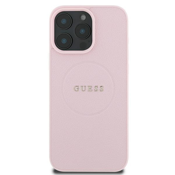 Etui Guess iPhone 16 Pro 6.3" różowy/pink hardcase Grained Ring MagSafe