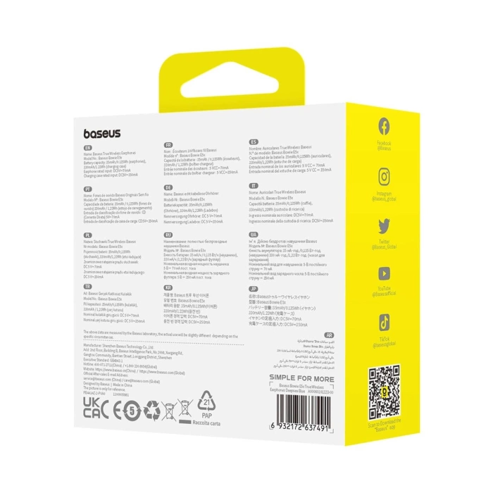 Słuchawki TWS Baseus Bowie E5x (niebieski)