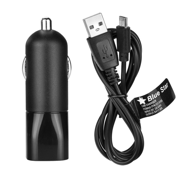 Ładowarka samochodowa Blue Star USB A 2A + kabel USB A do Micro USB czarna 