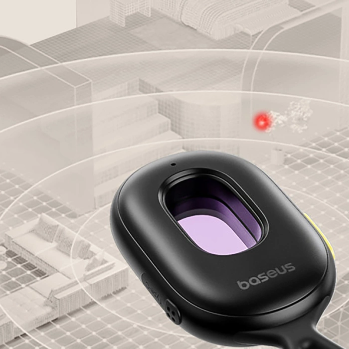 Wykrywacz ukrytych kamer Baseus Heyo Series II z alarmem i mini latarką + kabel Baseus Simple USB-A - USB-C – czarny