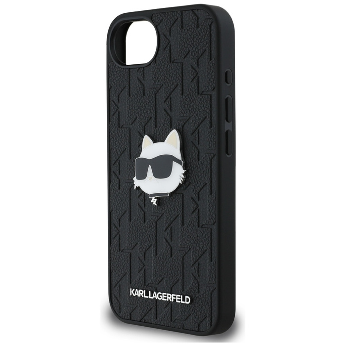 Etui Karl Lagerfeld Monogram Choupette   Head Pin do iPhone 16e czarny