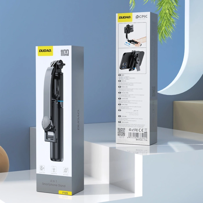 Selfie stick Dudao F18S 4w1 statyw składany z pilotem - czarny