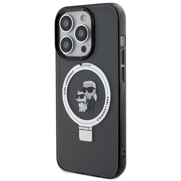 Etui Karl Lagerfeld KLHMP15LHMRSKCK iPhone 15 Pro 6.1" czarny/black hardcase Ring Stand Karl&Choupettte MagSafe Case