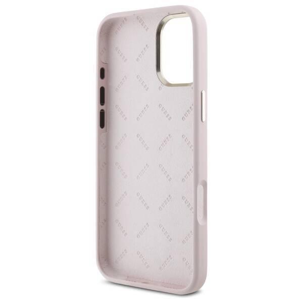 Etui Guess iPhone 16 Plus różowy/pink hardcase Silicone Script Metal Logo & Frame