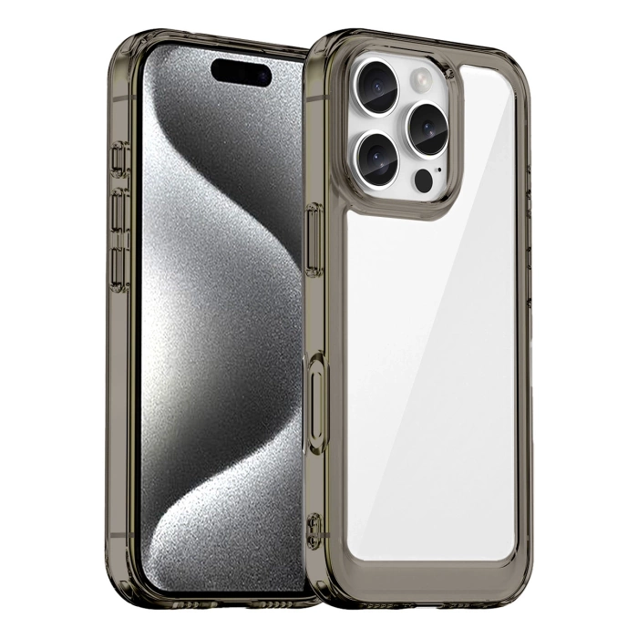 Etui Outer Space Case na iPhone 16e pokrowiec z elastyczną ramką - półprzezroczyste, czarne