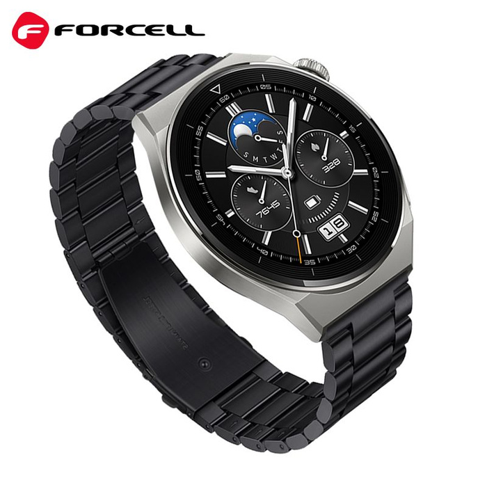 Pasek do Samsung Galaxy Watch Forcell F-Design FS06 zatrzask stal 20 mm czarny