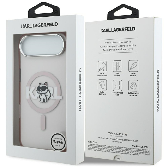 Etui Karl Lagerfeld IML Choupette Sketch Logo MagSafe do iPhone 17 Air różowy