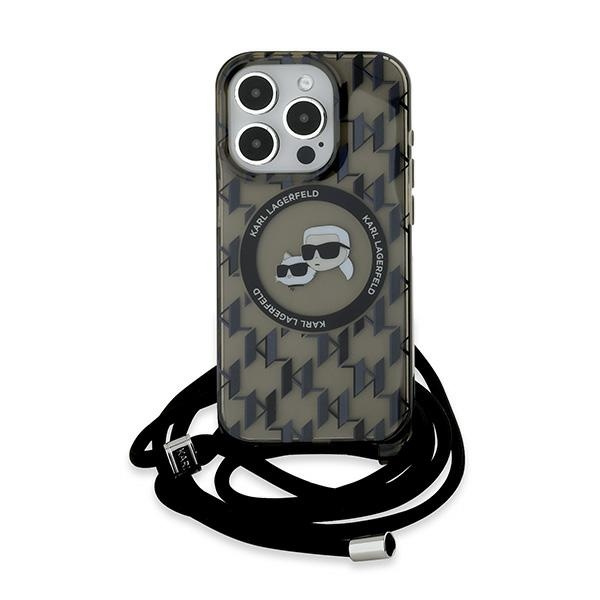 Etui Karl Lagerfeld KLHMP15XHCKCKLCK iPhone 15 Pro Max 6.7" czarny/black hardcase IML Crossbody Monogram Karl & Choupette Head MagSafe