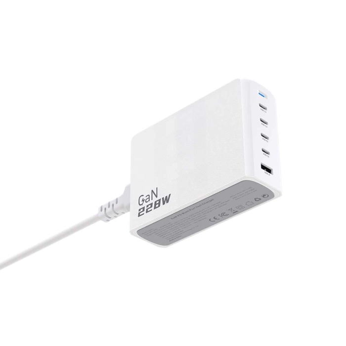 Ładowarka Dudao A228EU GaN 1x USB-A 4x USB-C PD 228W - biała