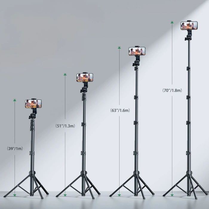 Selfie stick Ugreen LP680 ze stojakiem i pilotem Bluetooth 1.8m - czarny