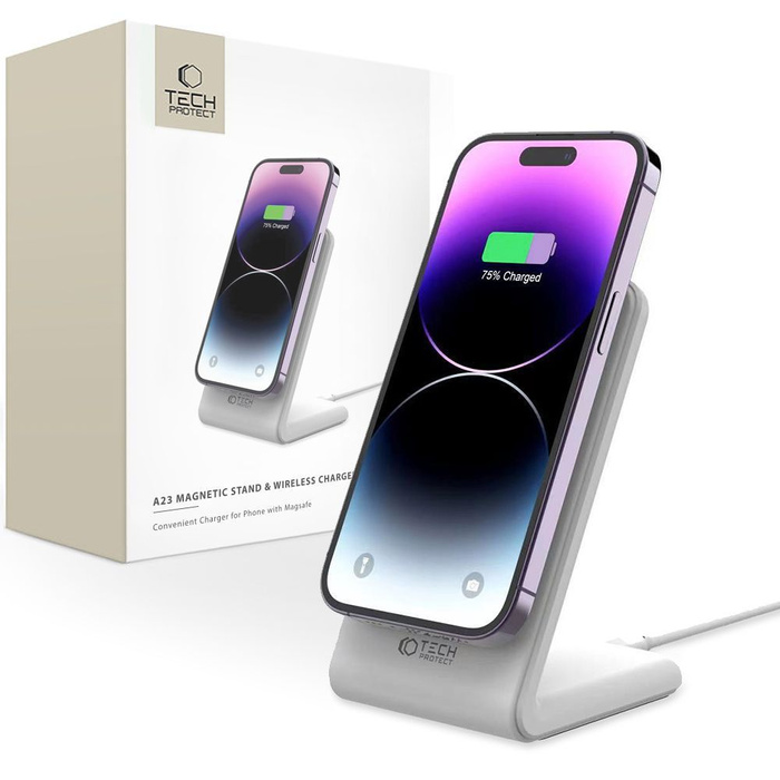 ŁADOWARKA TECH-PROTECT QI15W-A23 MAGNETIC MAGSAFE WIRELESS CHARGER WHITE