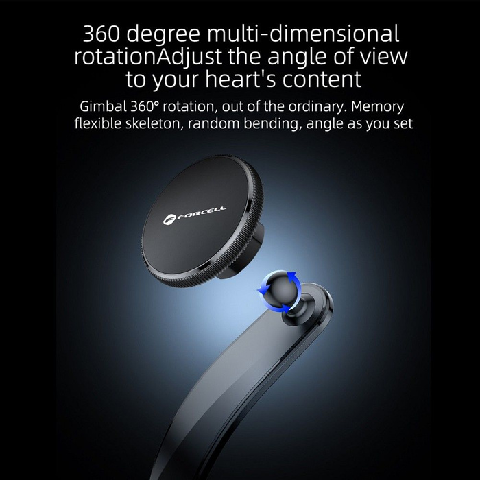 Uchwyt na telefon do samochodu magnetyczny zgodny z MagSafe Forcell F-Grip MagFlex do szyby / deski czarny