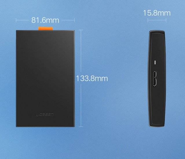 Ugreen kieszeń na dysk HDD SSD obudowa dysku SATA 2,5'' USB 3.2 Gen 1 (5 Gbps) micro USB SuperSpeed + kabel 0,5 m czarny (CM237 60353)