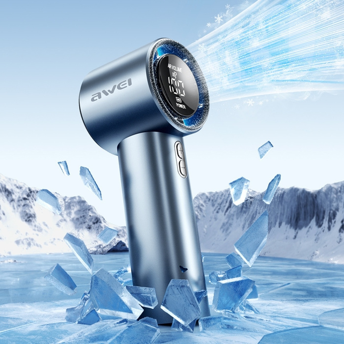 Wiatrak ręczny AWEI F38 MINI niebieski