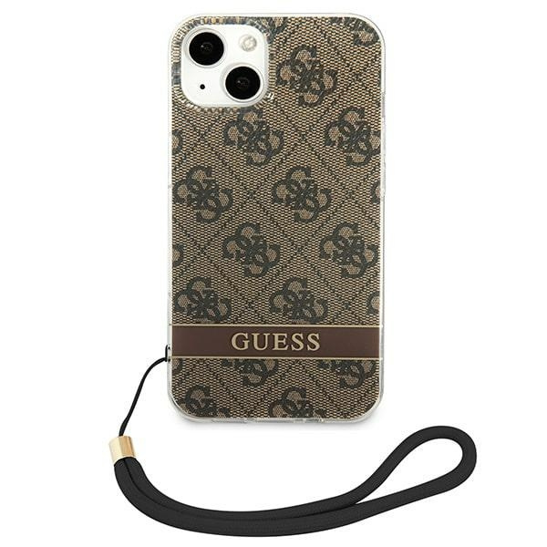 Etui GUESS Apple iPhone 14 4G Print Strap Brązowy Hardcase